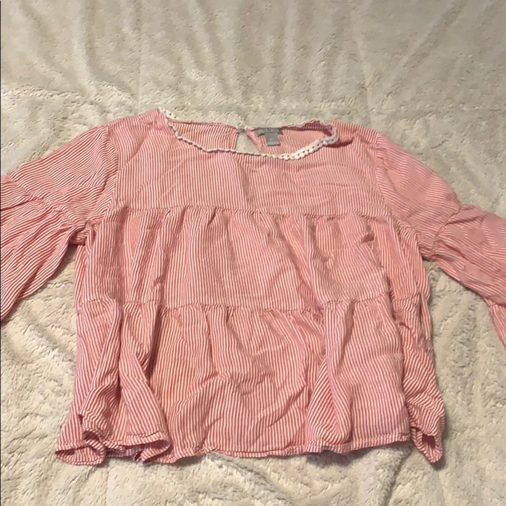 Pink striped babydoll top